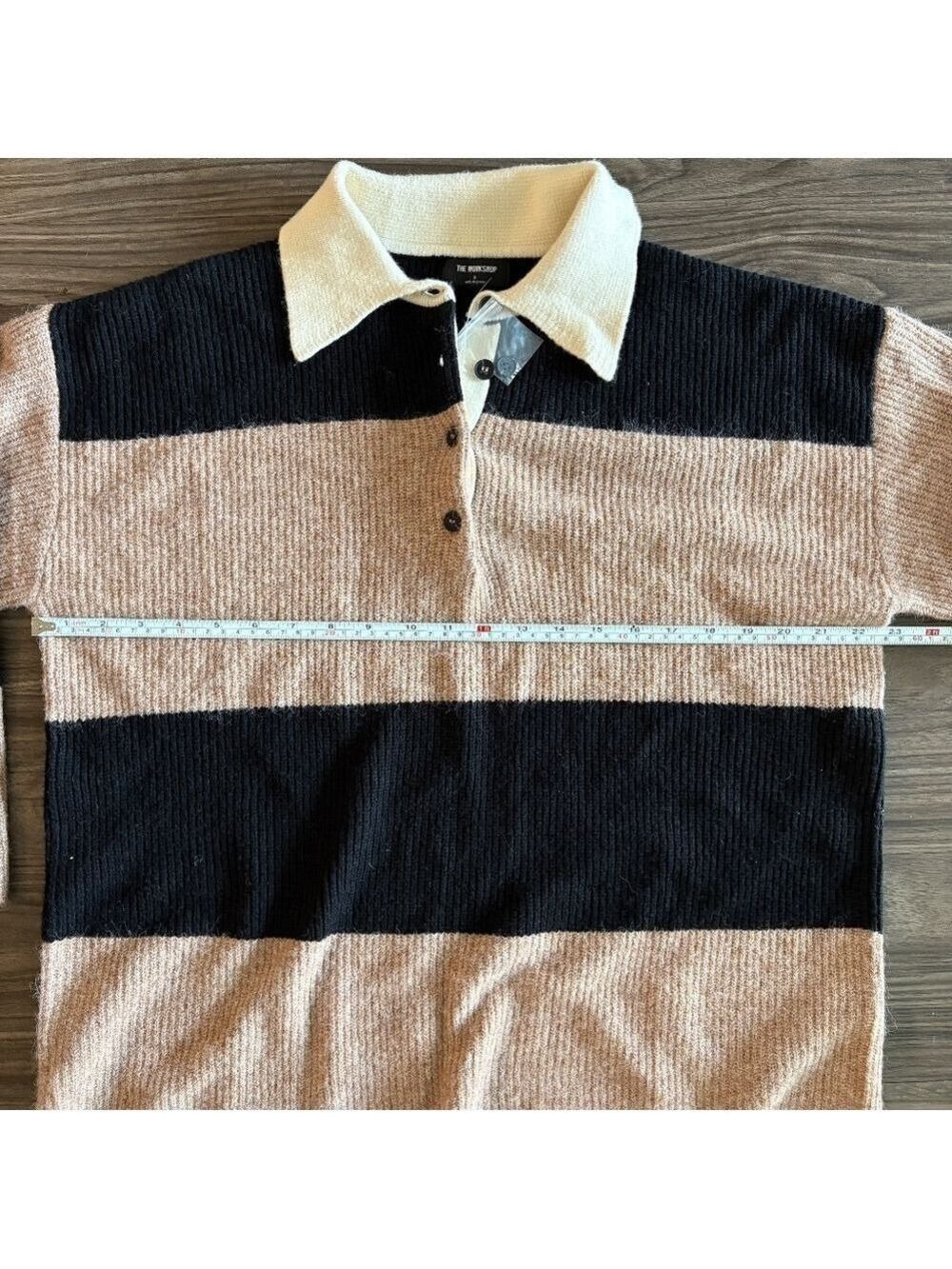 The Workshop Small Black Brown Stripped Sweater Oversized - Picture 6 of 14
